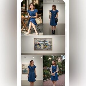 Maeve .by anthropology. Blue denim Flutter Sleeve Sundress